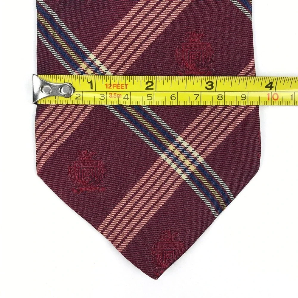 Chaps Ralph Lauren Men's Tie All Silk Red Blue Plaid Striped Elegant Necktie 58